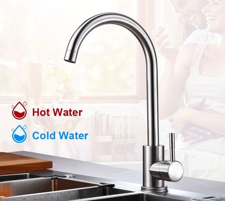 SUS304 Drawing Stainless Steel Kitchen Faucet Hot And Cold Water Tap For Kitchen