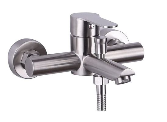 Silver Luster Stainless Steel Hot Cold Bathroom Faucet Contemporary