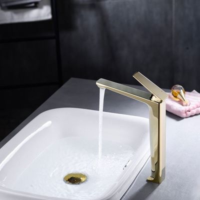 OEM Modern Sanitary Gold Hot And Cold Basin Mixer Corrosion Resistant