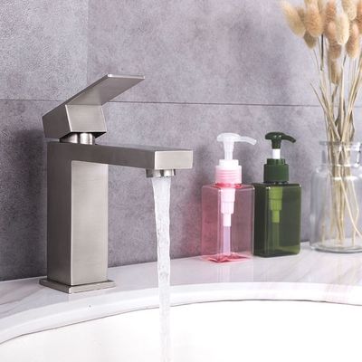 Brushed Silver 302 Stainless Wash Basin Hot And Cold Taps Not Easy To Rust